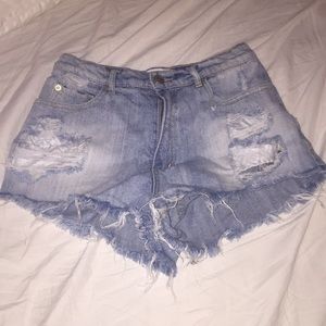 Light washed ripped shorts